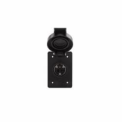 20 Amp Locking Receptacle, Watertight, NEMA L10-20, Black