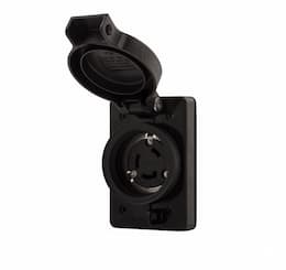 30 Amp Locking Receptacle, NEMA L10-30, 125/250V, Black