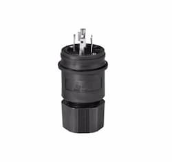 20 Amp Locking Plug, NEMA L14-20, 125/250V, Black