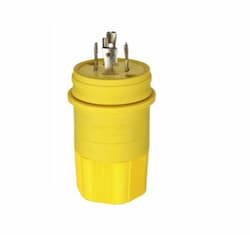 20 Amp Locking Plug, Industrial, NEMA L15-20, 250V, Yellow