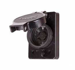 20 Amp Locking Receptacle, Watertight, NEMA L15-20, 250V, Black