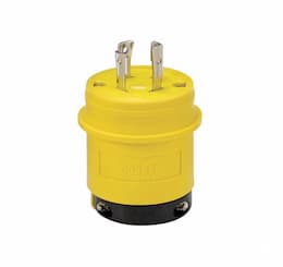 30 Amp Locking Plug, Watertight, NEMA L15-30, 250V, Yellow