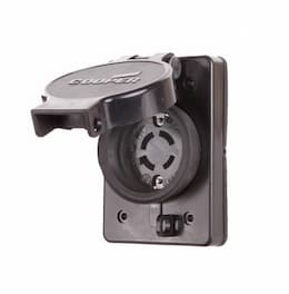 20 Amp Locking Receptacle, Watertight, NEMA L16-20, 480V, Black