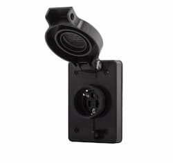 30 Amp Locking Receptacle, Watertight, NEMA L16-30, 480V, Black