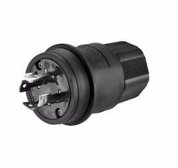  20 Amp Locking Plug, Watertight, NEMA L18-20, 120/208V, Black