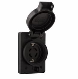 30 Amp Locking Receptacle, Severe Duty, NEMA L18-30, 120/208V, Black