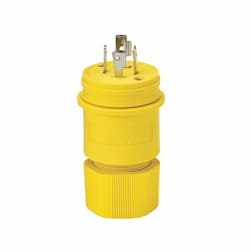 20 Amp Locking Plug, Watertight, NEMA L19-20, 277/480V, Yellow