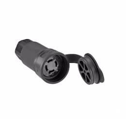 30 Amp Locking Connector, Watertight, NEMA L19-30, 277/480V, Black