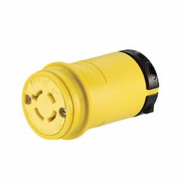 30 Amp Locking Connector, Watertight, NEMA L19-30, 277480V, YellowBlack