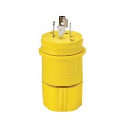 20 Amp Locking Plug, Watertight, NEMA L20-20, 347/600V, Yellow