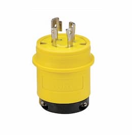 20 Amp Locking Plug, Watertight, NEMA L20-20, 347/600V, Black