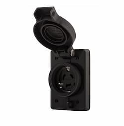 20 Amp Locking Receptacle, Watertight, NEMA L21-20, 120/208V, Black