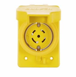 30 Amp Locking Receptacle, Watertight, NEMA L21-30, 120/208V, Yellow