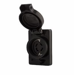 30 Amp Locking Receptacle, Watertight, NEMA L21-30, 120/208V, Black