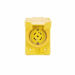 30 Amp Locking Receptacle, Watertight, NEMA L22-30, Yellow