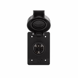 20 Amp Locking Receptacle, Watertight, NEMA L23-20, Black