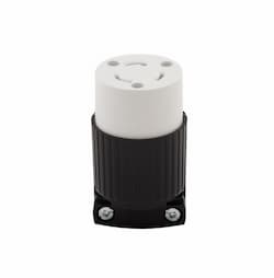 20 Amp Locking Connector, Industrial, NEMA L5-20, Black/White