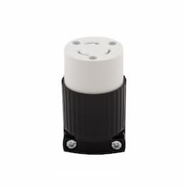 20 Amp Locking Connector, Industrial, NEMA L5-20, Black/White