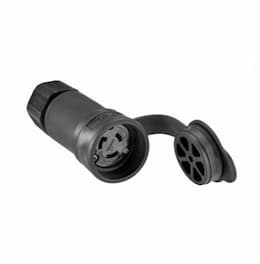 20 Amp Locking Connector, Watertight, NEMA L5-20, Black