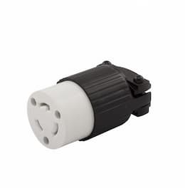 20 Amp Locking Connector, Industrial, NEMA L6-20, Black/White 