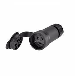 20 Amp Locking Connector, Watertight, NEMA L6-20, Black