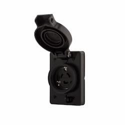 20 Amp Locking Receptacle, Watertight, NEMA L6-20, Black