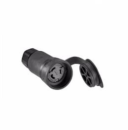 30 Amp Locking Connector, Watertight, NEMA L6-30, Black