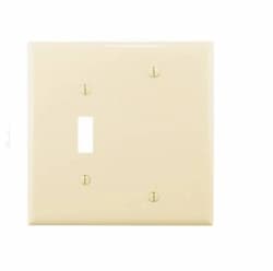 2-Gang Combination Wall Plate, Toggle & Blank, Mid-Size, Almond