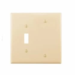 Eaton Wiring 2-Gang Combination Wall Plate, Toggle & Blank, Mid-Size, Ivory