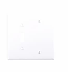 Mid-Size 2-Gang Combination Toggle & Blank Wallplate, White