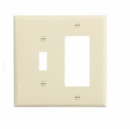 2-Gang Combination Wall Plate, Toggle & Decora, Mid-Size, Almond