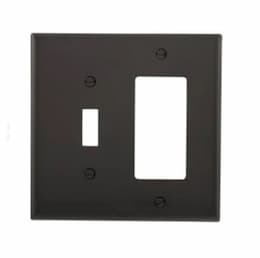 2-Gang Combination Wall Plate, Toggle & Decora, Mid-Size, Black