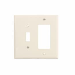 Eaton Wiring 2-Gang Toggle & Decorator Wall Plate, Mid-Size, Polycarbonate, Almond
