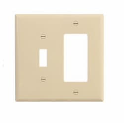 2-Gang Combination Wall Plate, Toggle & Decora, Mid-Size, Ivory