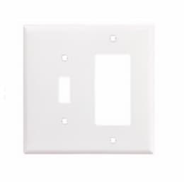 Eaton Wiring 2-Gang Combination Wall Plate, Toggle & Decora, Mid-Size, White