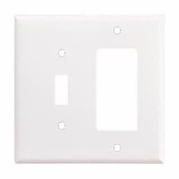 2-Gang Toggle & Decorator Wall Plate, Mid-Size, Polycarbonate, White