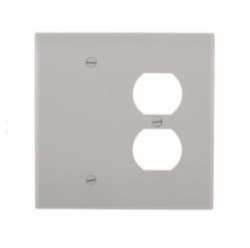 2-Gang Combination Wall Plate, Duplex & Blank, Mid-Size, Gray