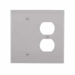 Eaton Wiring 2-Gang Combination Wall Plate, Duplex & Blank, Mid-Size, Gray