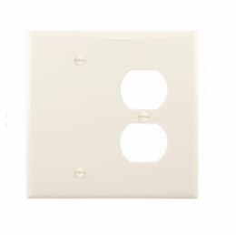 2-Gang Combination Wall Plate, Duplex & Blank, Mid-Size, Light Almond