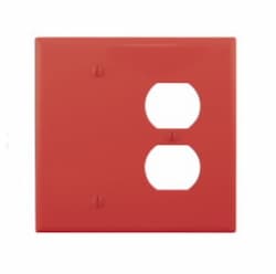 2-Gang Combination Wall Plate, Duplex & Blank, Mid-Size, Red