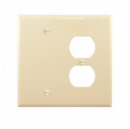 2-Gang Combination Wall Plate, Duplex & Blank, Mid-Size, Ivory