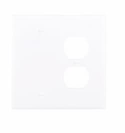 Eaton Wiring Mid-Size 2-Gang Combination Duplex Receptacle & Blank Wallplate, White
