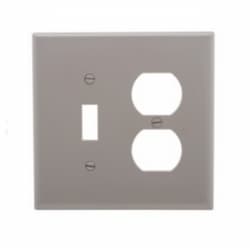 2-Gang Combination Wall Plate, Toggle & Duplex, Mid-Size, Gray