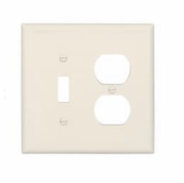 2-Gang Combination Wall Plate, Toggle & Duplex, Mid-Size, Light Almond