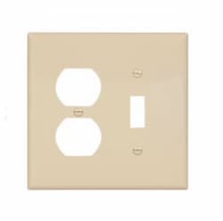 2-Gang Combination Wall Plate, Toggle & Duplex, Mid-Size, Ivory