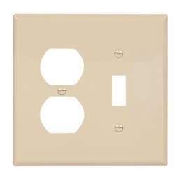 2-Gang Duplex & Toggle Wall Plate, Polycarbonate, Ivory