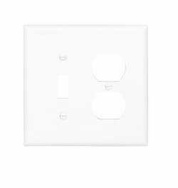 Mid-Size 2-Gang Combination Toggle & Duplex Receptacle Wallplate, White