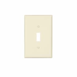 1-Gang Toggle Wall Plate, Mid-Size, Polycarbonate, Light Almond