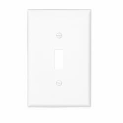 1-Gang Toggle Wall Plate, Mid-Size, Polycarbonate, White