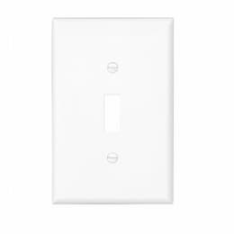 1-Gang Toggle Wall Plate, Mid-Size, Polycarbonate, White